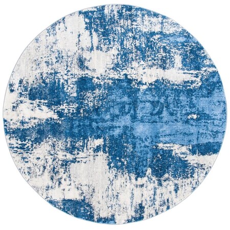 Safavieh 3 x 3 ft. Jasper 100 Power Loomed Round Area Rug; Blue & Ivory JSP101M-3R